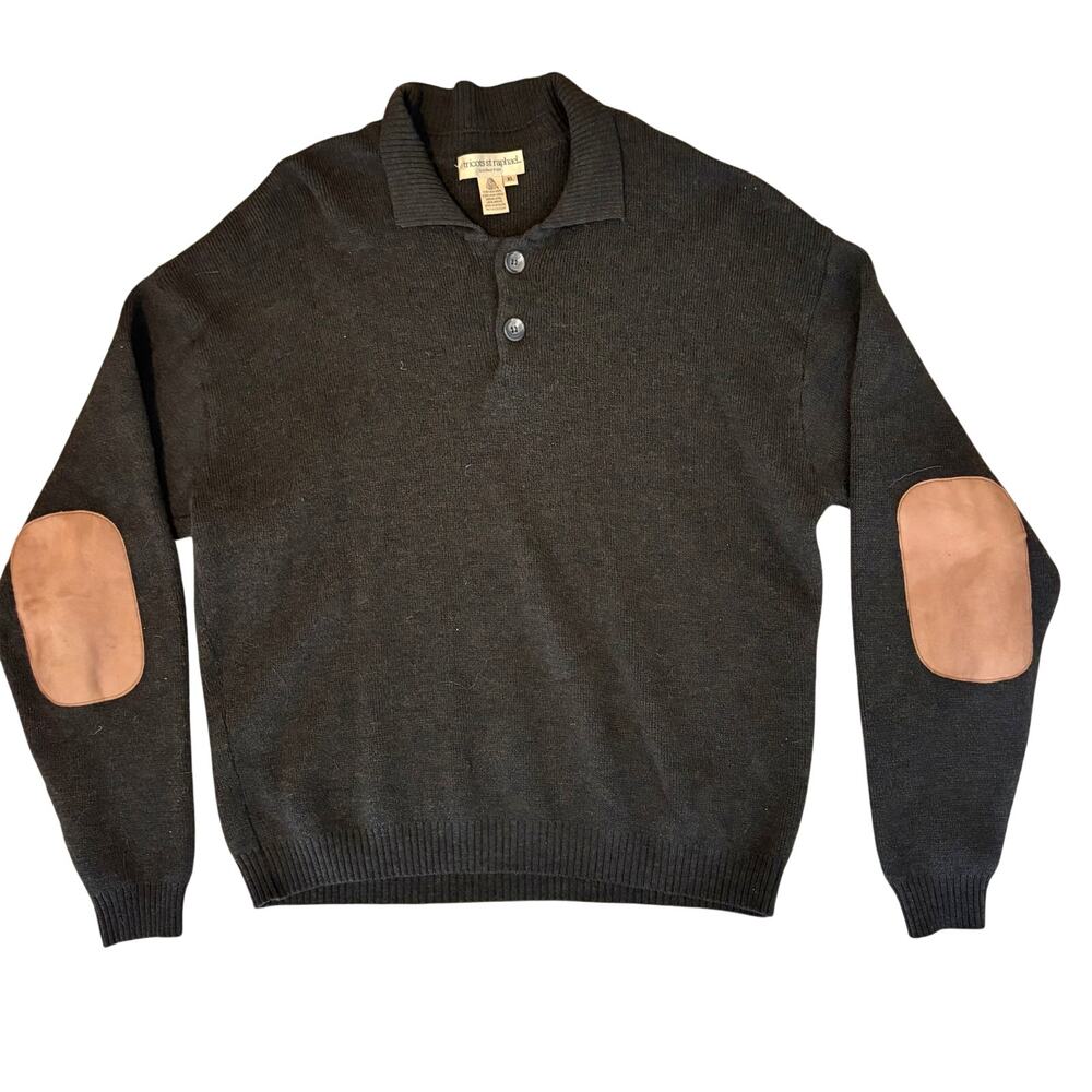 Vintage 80's Tricots St Raphael Collection Mens Wool Sweater w/ Elbow Patches